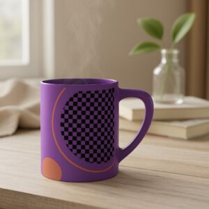 Home purple checker mug